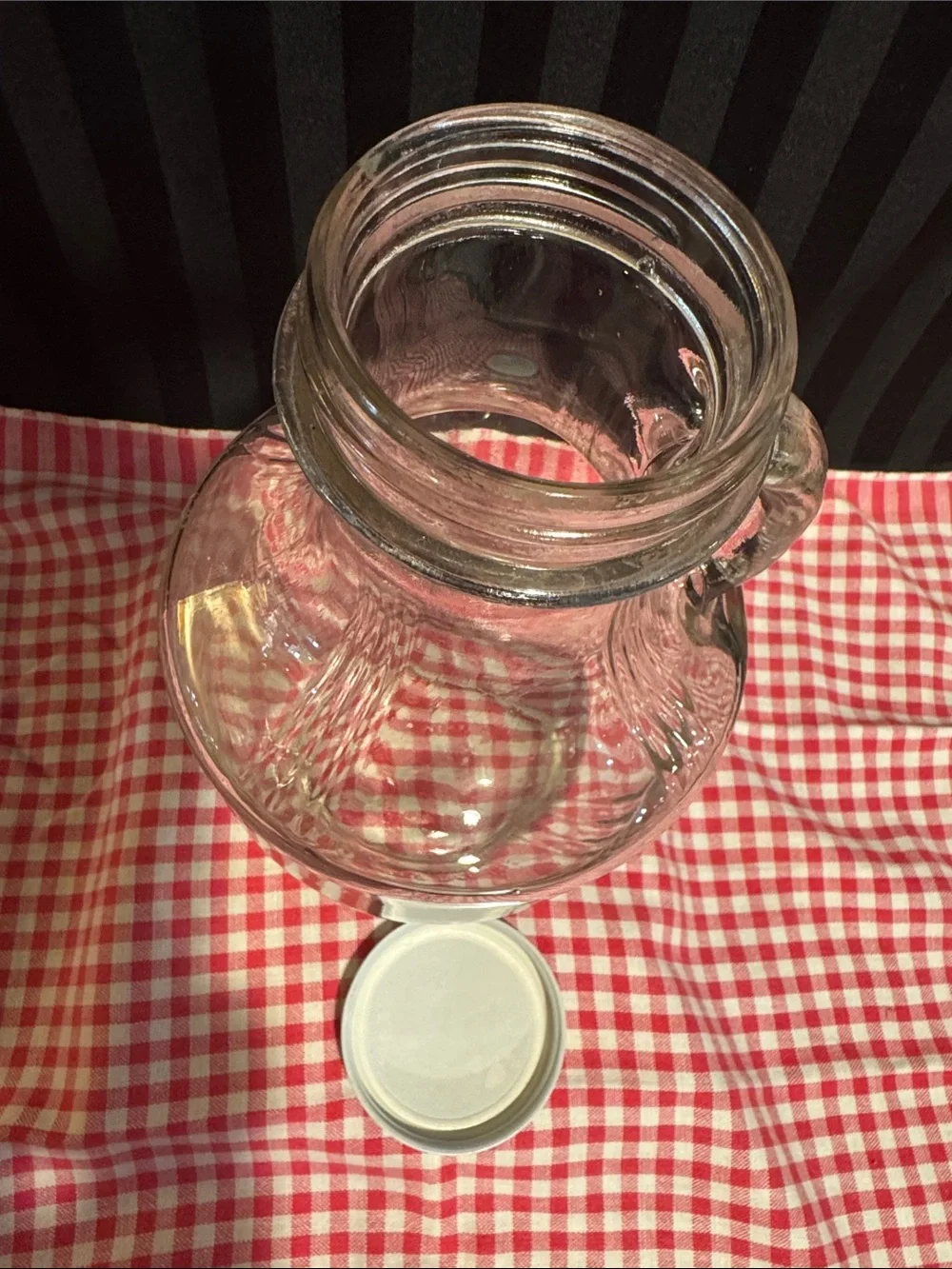 Vintage 'Speas U-Sav-It' Glass Pitcher with White Screw Cap